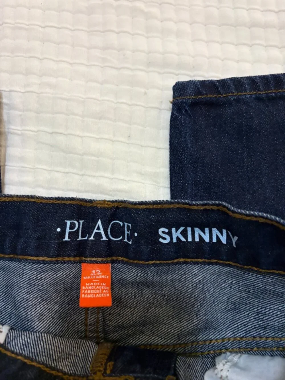New The Childrens Place Pants Boys 12 Slim Blue Denim Dark Wash Skinny Jeans